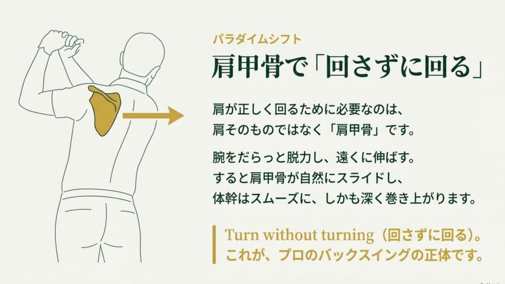 パラダイムシフト:肩甲骨で「回さずに回る」